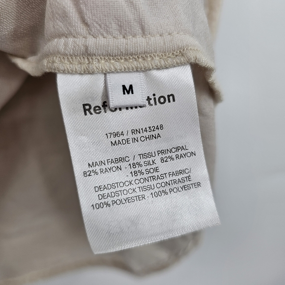 Reformation Ross Velvet Silk Cami Top Beige Neutral‎ Straight Neckline Size M - Picture 5 of 7